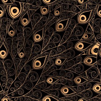 LL08 Black fabric with gold pattern