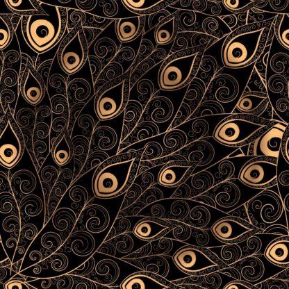 LL08 Black fabric with gold pattern