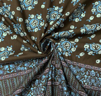 LC02 thin Black Fabric with Mint Green Patterns